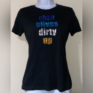 Express black rhinestone bling tee graphic tee express top sparkle chill olives